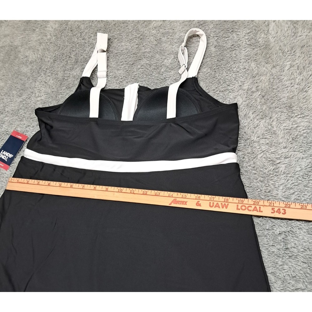 Lands End Swimsuit Womens SZ XL Zip Front Swim Dress Skirt Cover One Piece Black - Picture 8 of 11